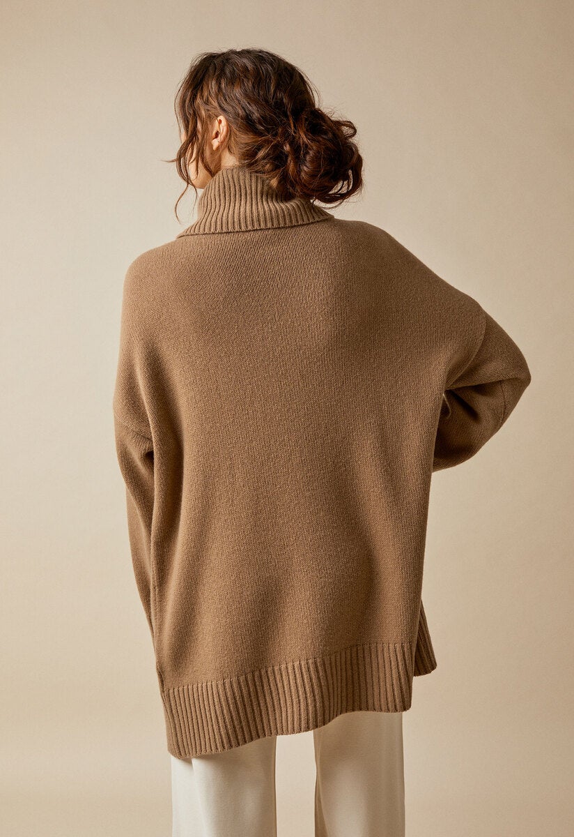 Oversized Umstands- und Stillpullover - Camel