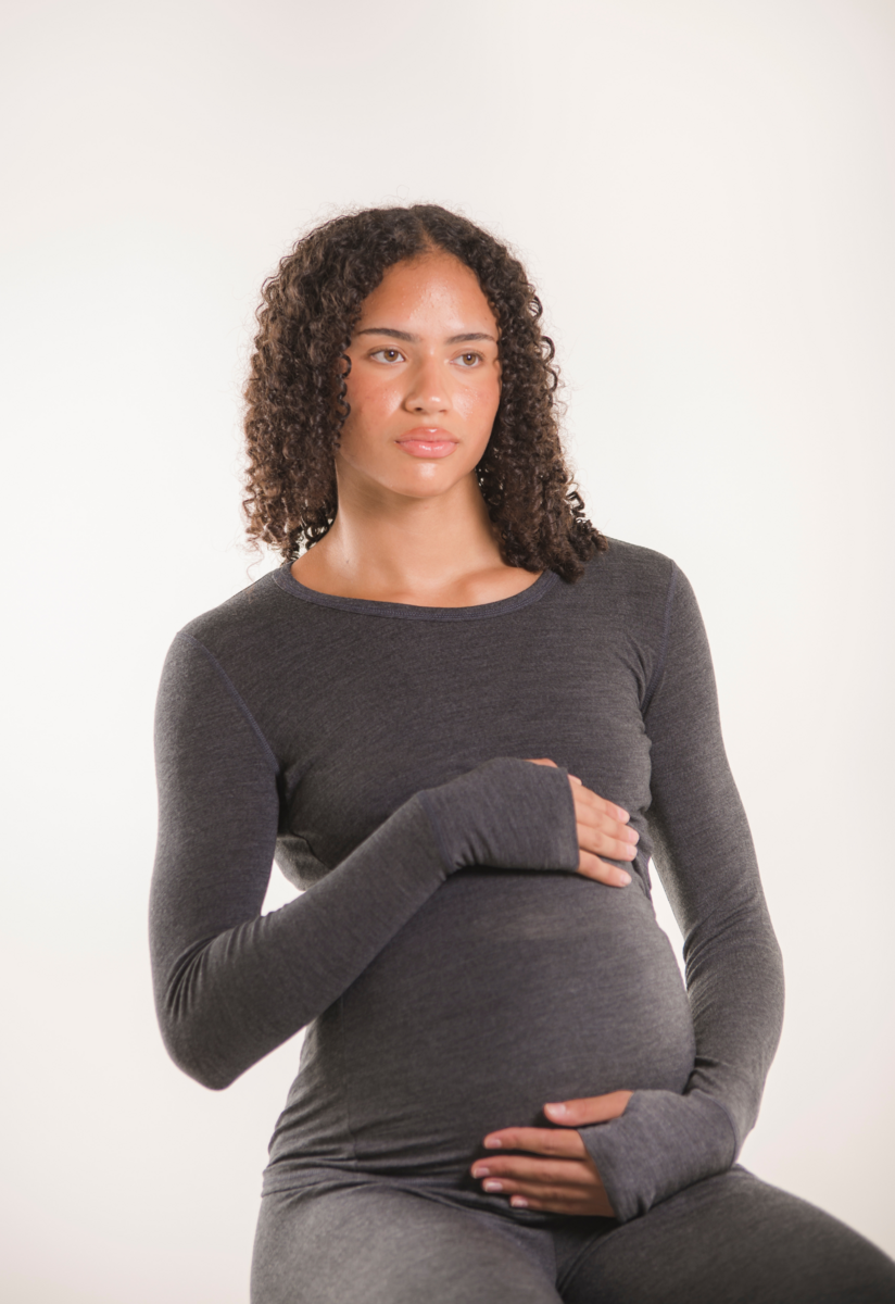 Stillpullover Merinowolle - Dark Grey Melange