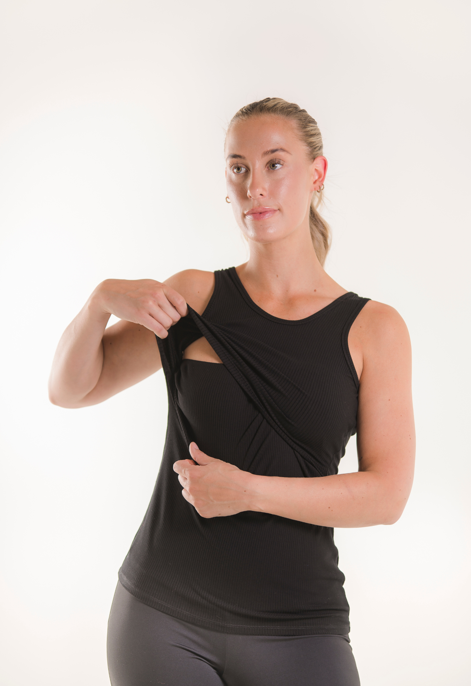 Gerippter Stilltop - Schwarz