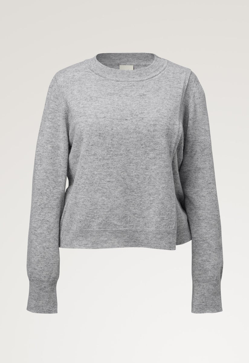 Gestrickter Stillpullover - Light Grey Melange