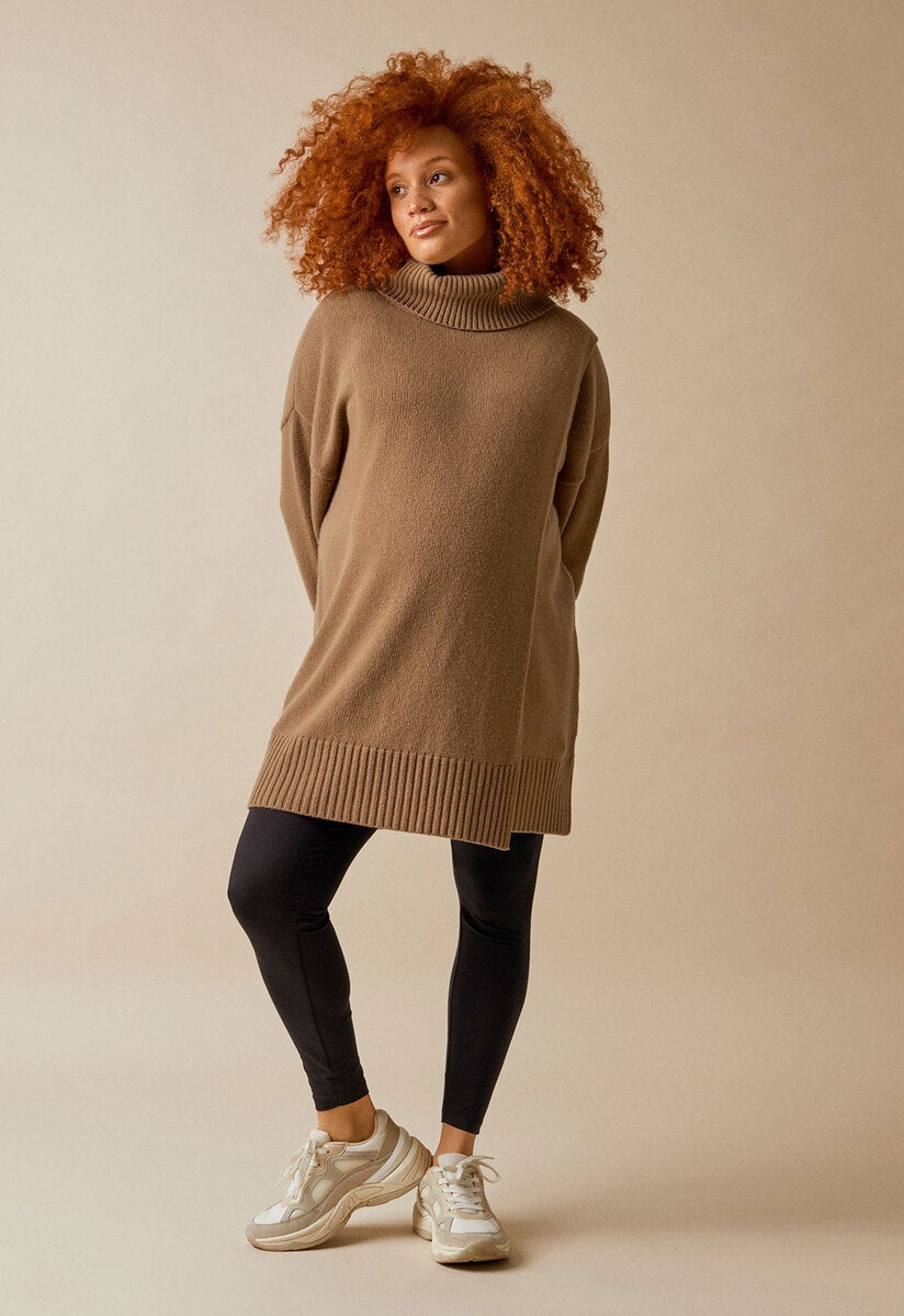 Oversized Umstands- und Stillpullover - Camel