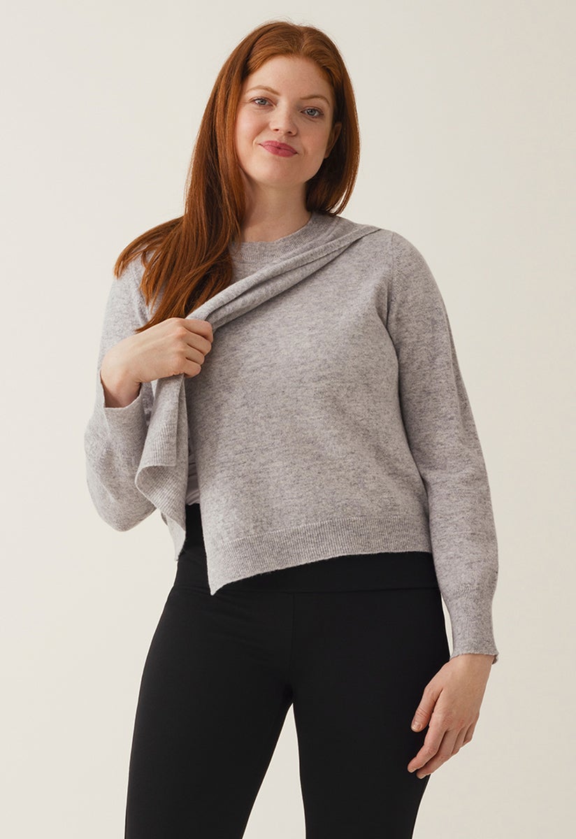 Gestrickter Stillpullover - Light Grey Melange
