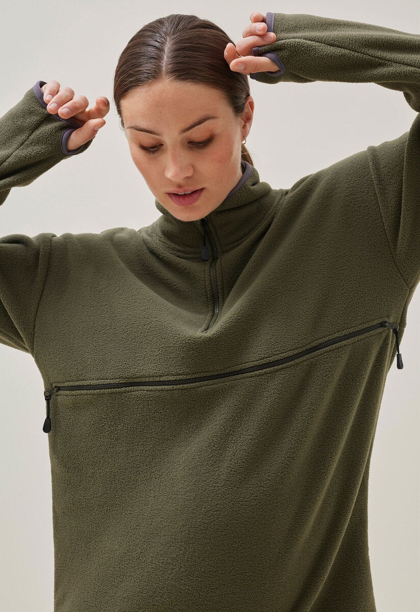Fleecepullover mit Stillfunktion - Green Olive