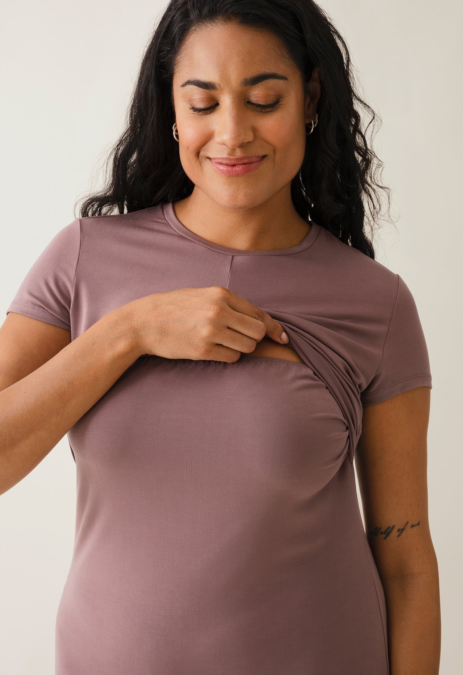 Umstands-Partykleid mit Stillöffnung - Dark Mauve