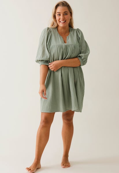Boho Umstands-Minikleid - Green Tea