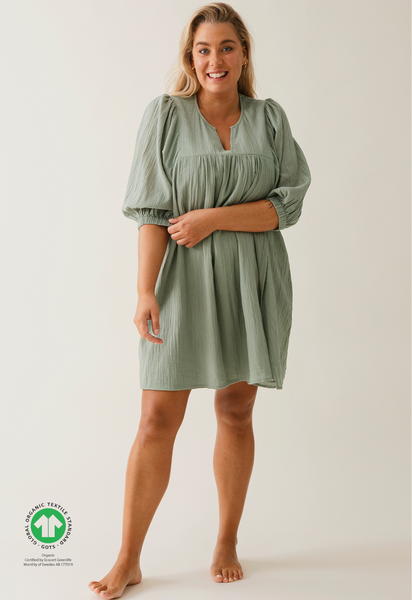 Boho Umstands-Minikleid - Green Tea