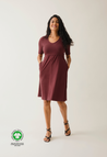 A-Linien-Stillkleid mit kurzen Ärmeln - Dunkelrot