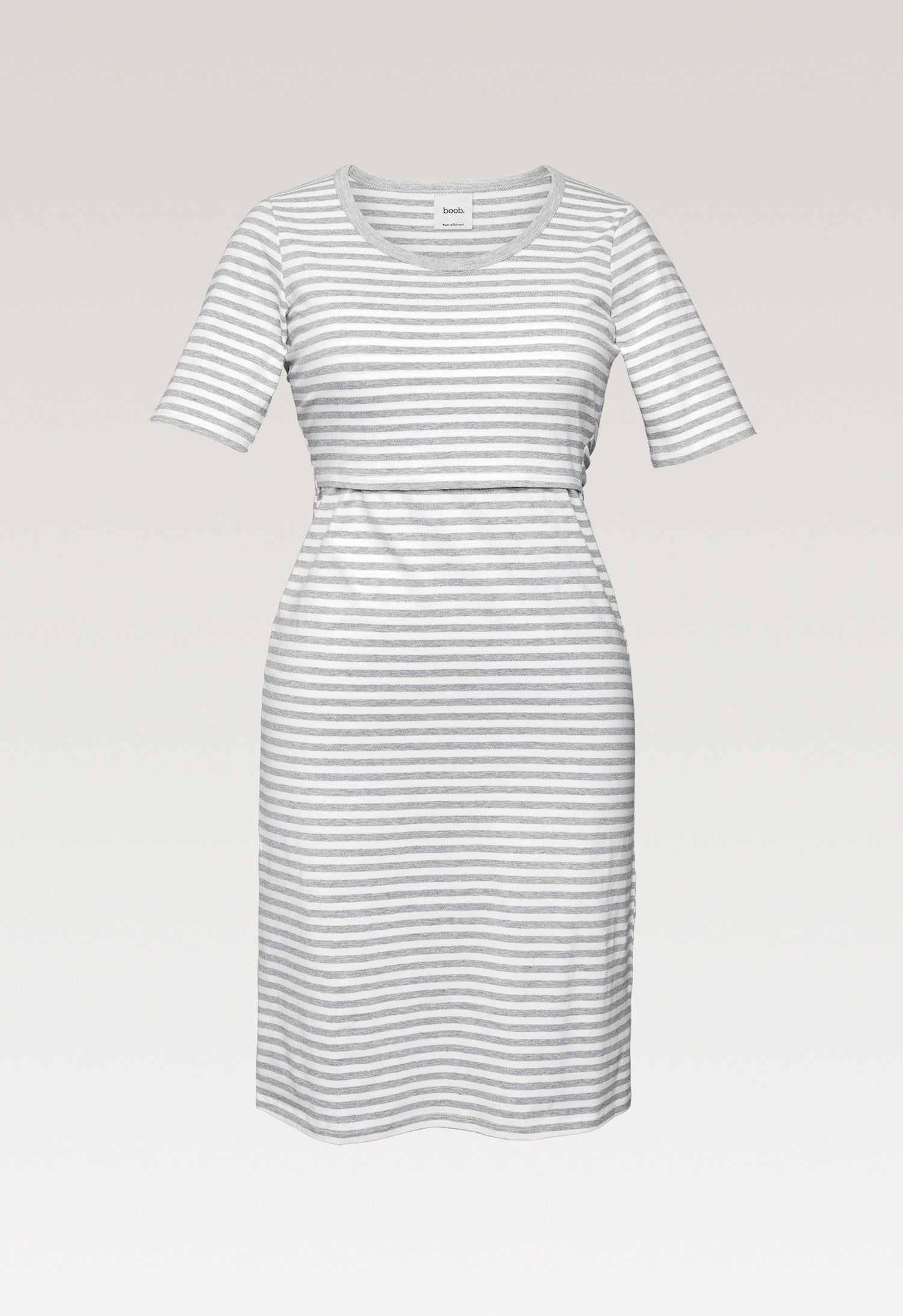 Nachthemd - Weiß/Grau meliert