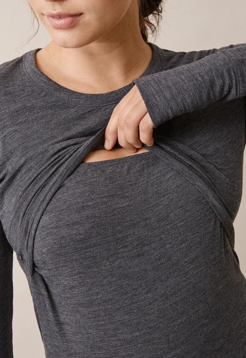 Stillpullover Merinowolle - Dark Grey Melange