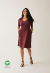 A-Linien-Stillkleid mit kurzen Ärmeln - Dunkelrot