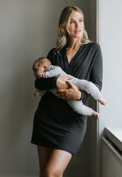 Stillkleid aus Merinowolle - Dark Grey Melange