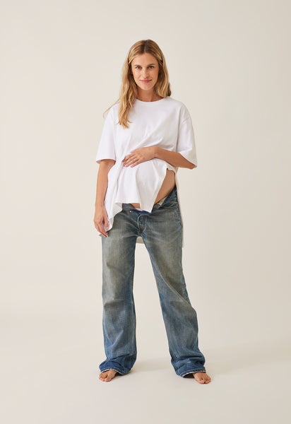 Oversized T-Shirt mit Slit - Weiß