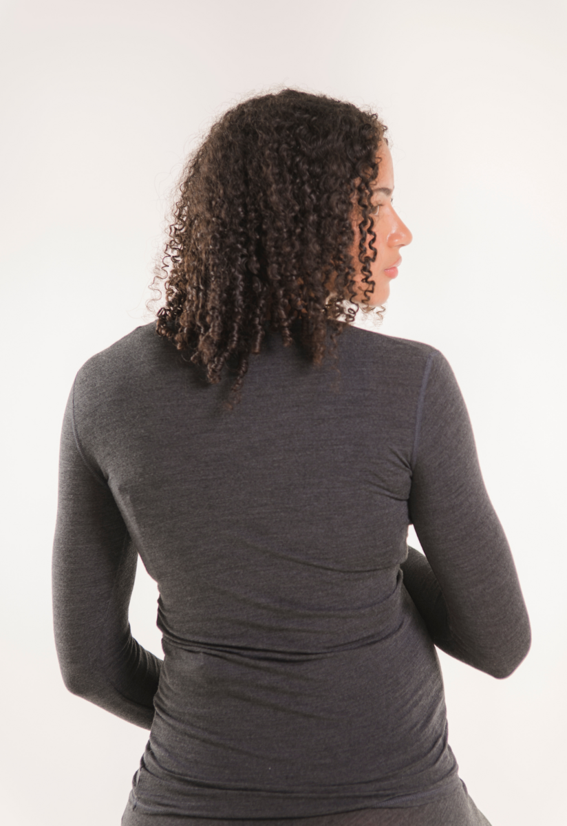 Stillpullover Merinowolle - Dark Grey Melange