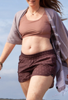 Bade-Crop-Top – Gerippt – Rose Brown