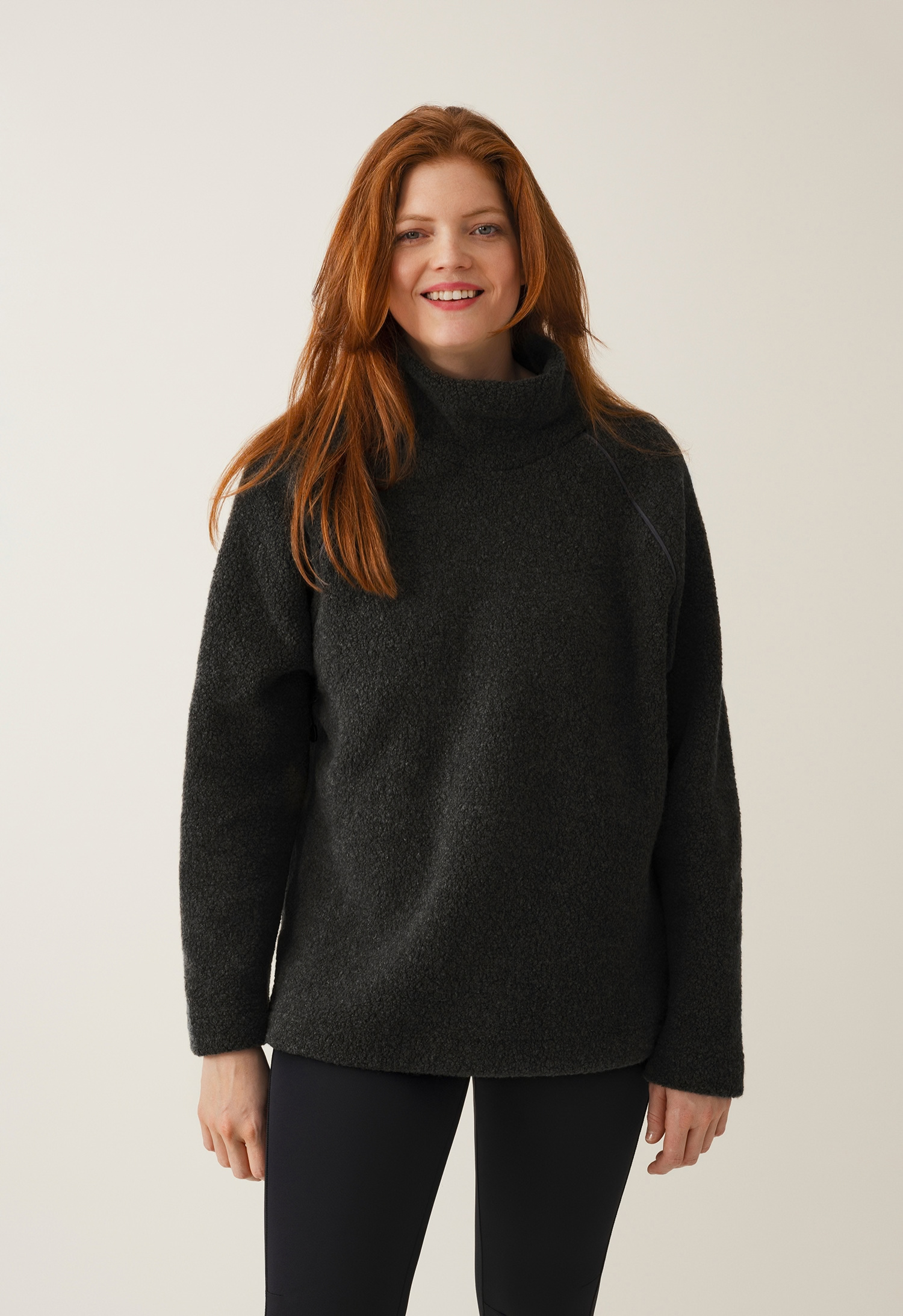 Fleecepullover Wolle - Schwarz