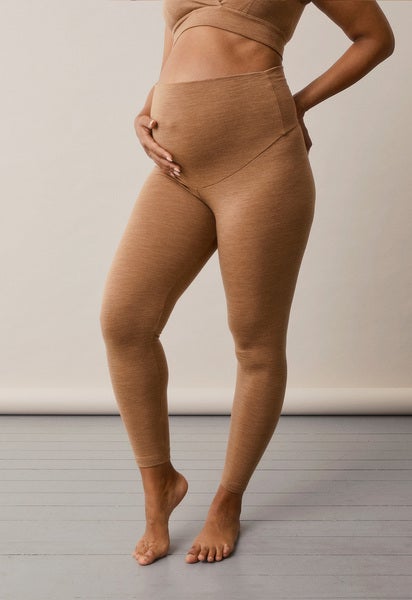 Umstandsleggings Merinowolle - Brown Melange