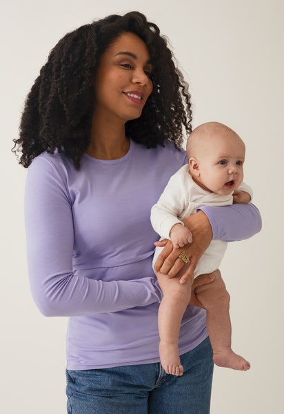 Langarm-Stillshirt - Lila