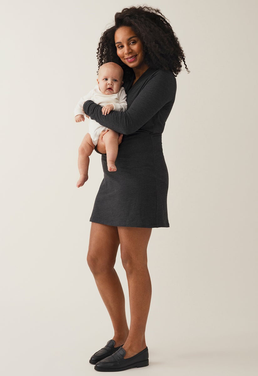 Stillkleid aus Merinowolle - Dark Grey Melange