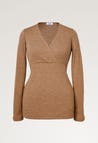 Geripptes Oberteil aus Merinowolle - Brown Melange
