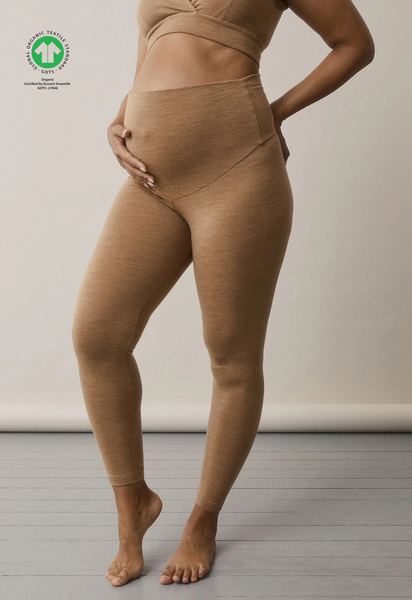 Umstandsleggings Merinowolle - Brown Melange