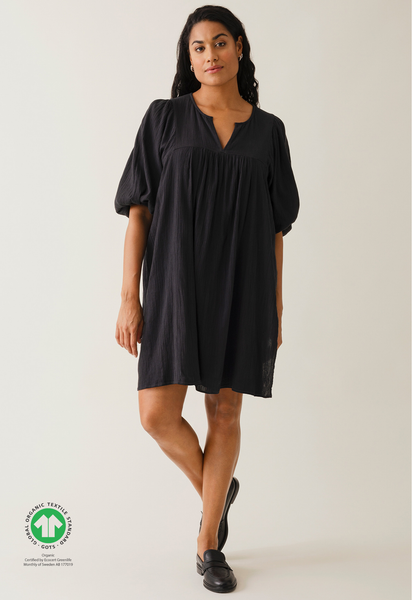 Boho Umstands-Minikleid - Schwarz