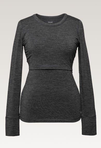 Stillpullover Merinowolle - Dark Grey Melange
