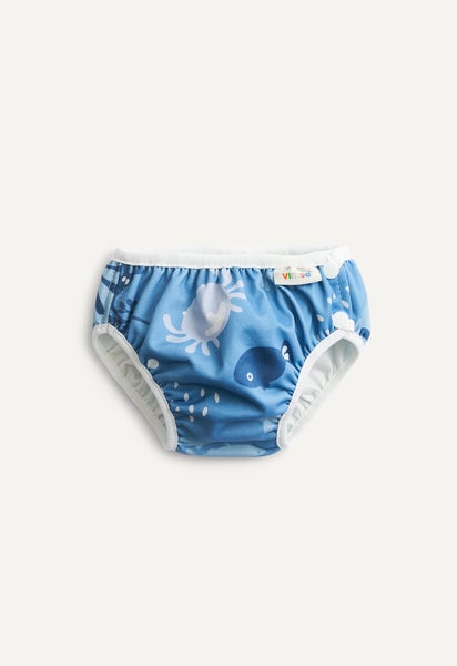 Schwimmwindel mit seitlichen Knöpfen - Blau Muster