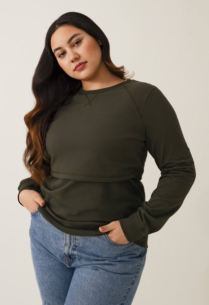 Still Sweatshirt mit Fleece - Moosgrün