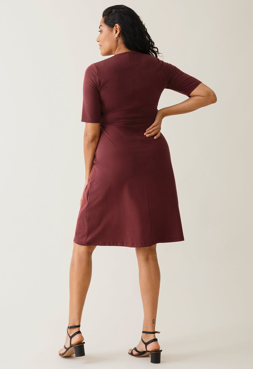 A-Linien-Stillkleid mit kurzen Ärmeln - Dunkelrot