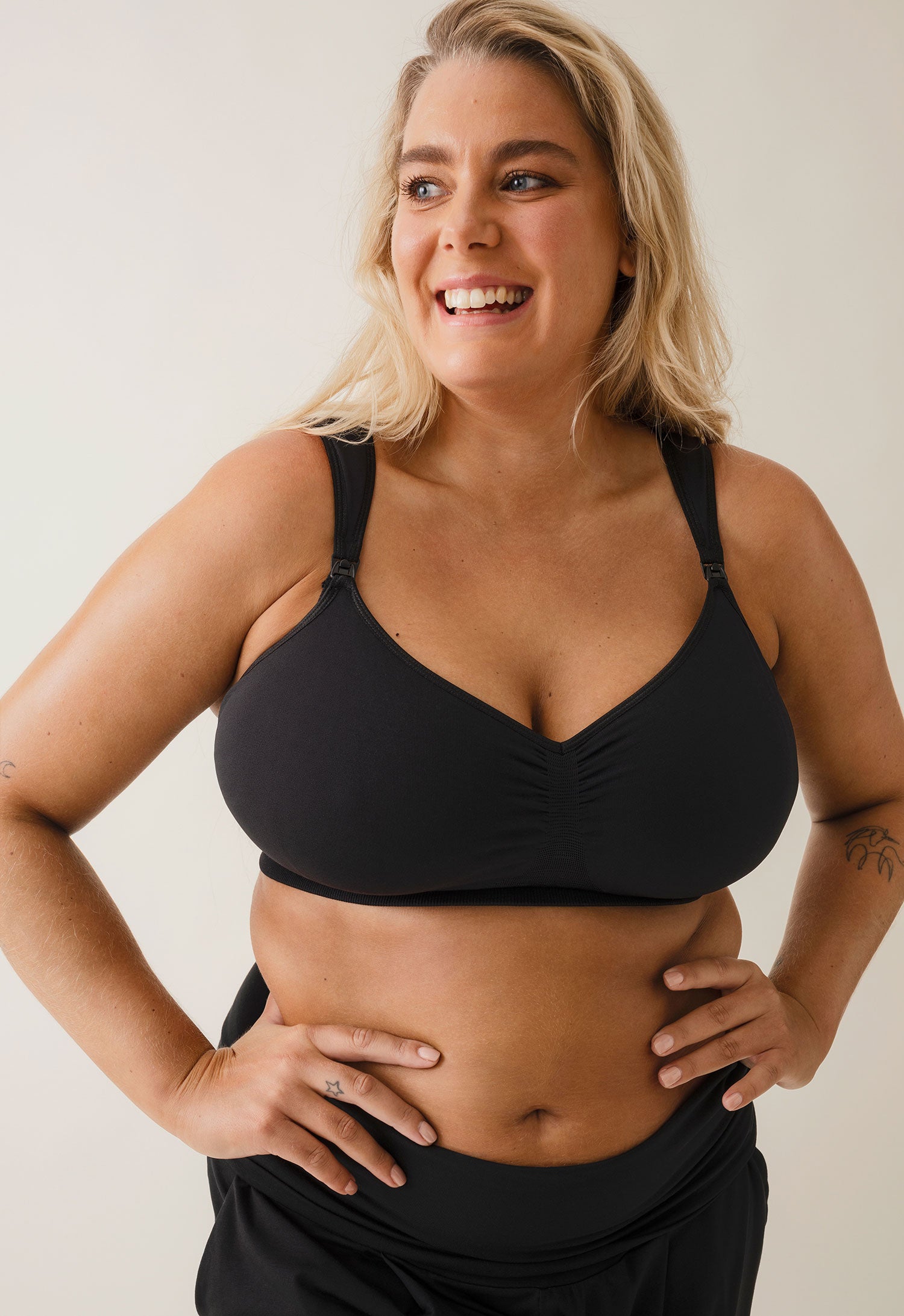 Stützender Still-BH ohne Bügel 75C-100G - Schwarz