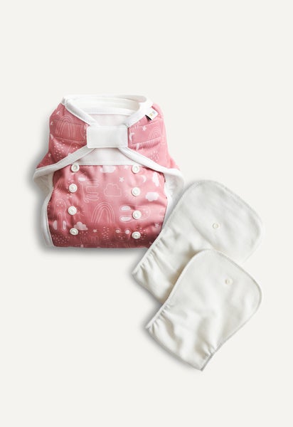 Windel Cover und Einlager - All in Two - Rosa Teddy