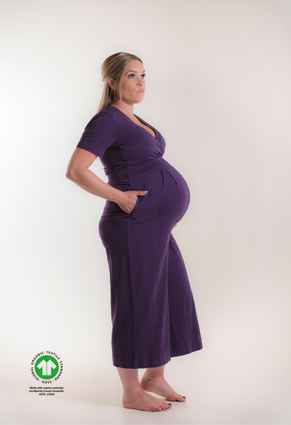 Umstandsjumpsuit mit Stillfunktion - Lila