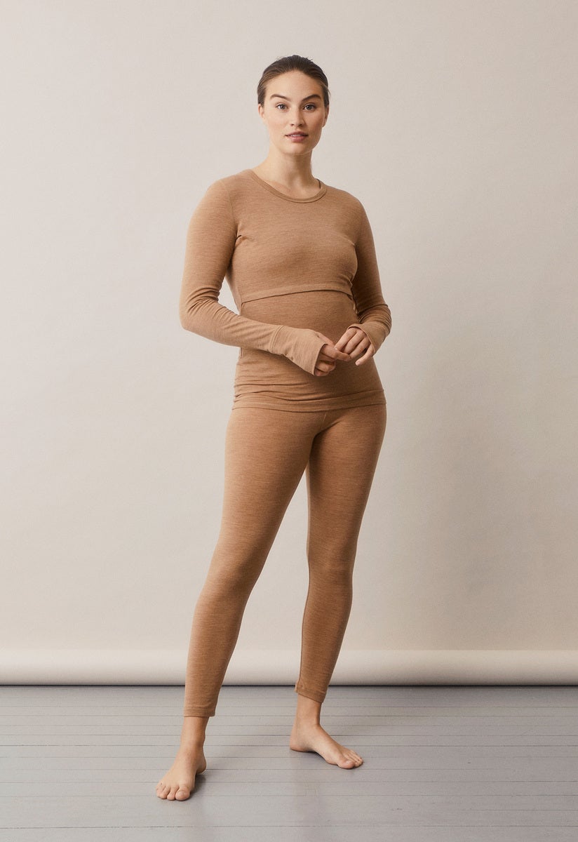 Umstandsleggings Merinowolle - Brown Melange