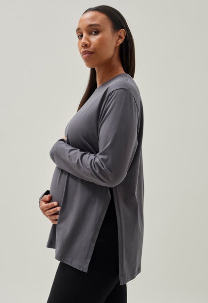 Umstandsshirt longarm - Grau