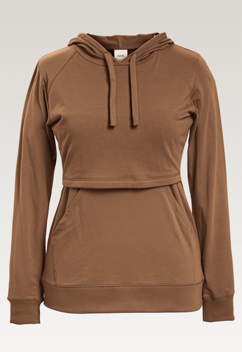 Stillhoodie mit Fleece - Hazelnut