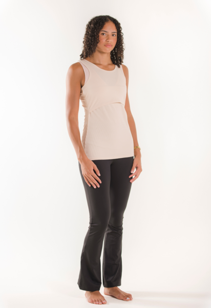 Gerippter Stilltop - Zartes Beige