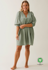 Boho Umstands-Minikleid - Green Tea