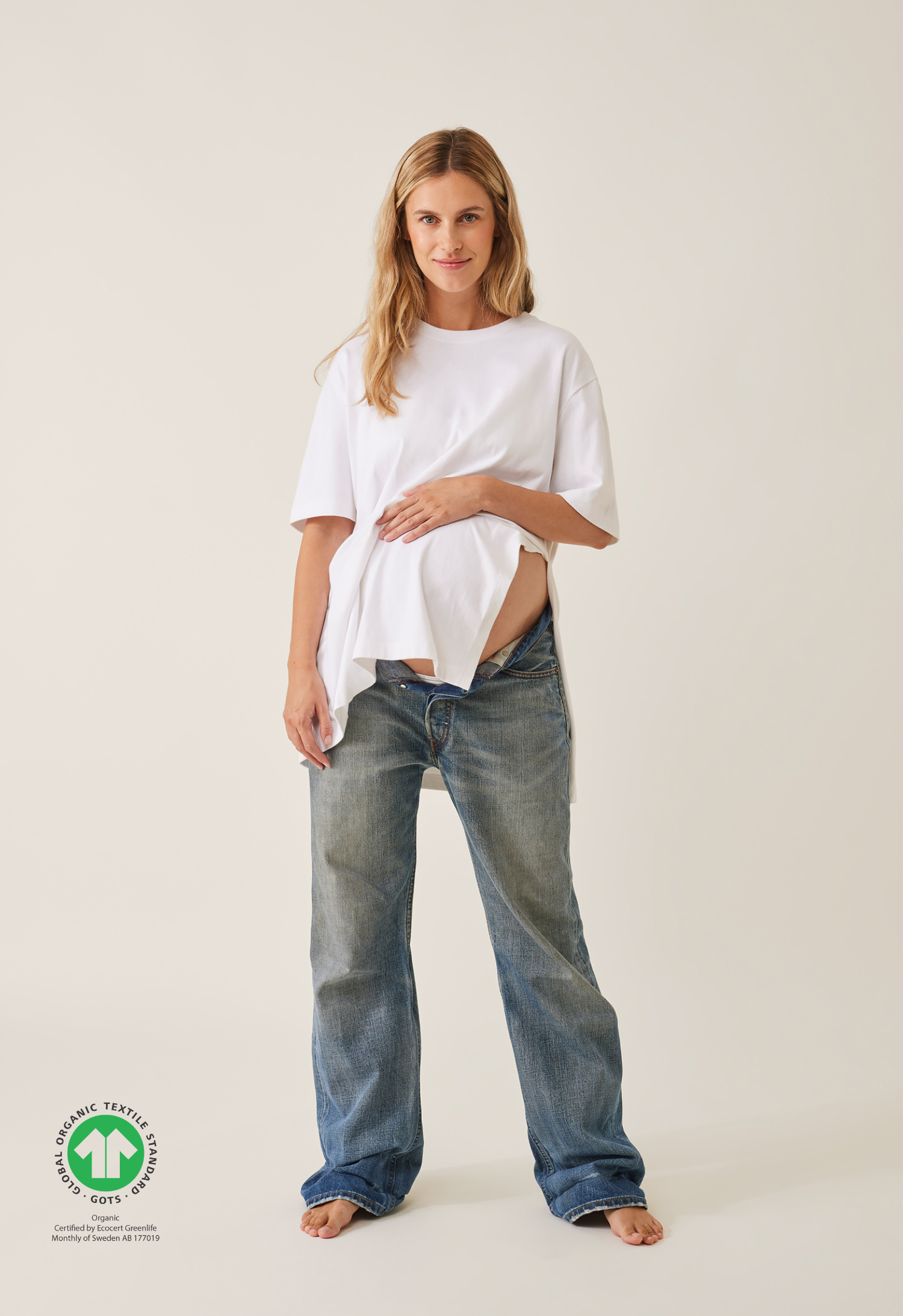 Oversized T-Shirt mit Slit - Weiß
