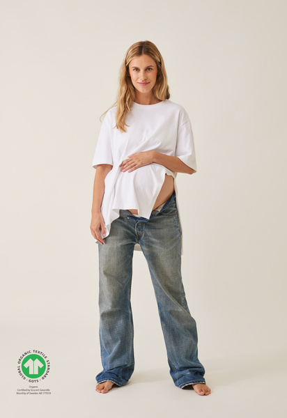 Oversized T-Shirt mit Slit - Weiß