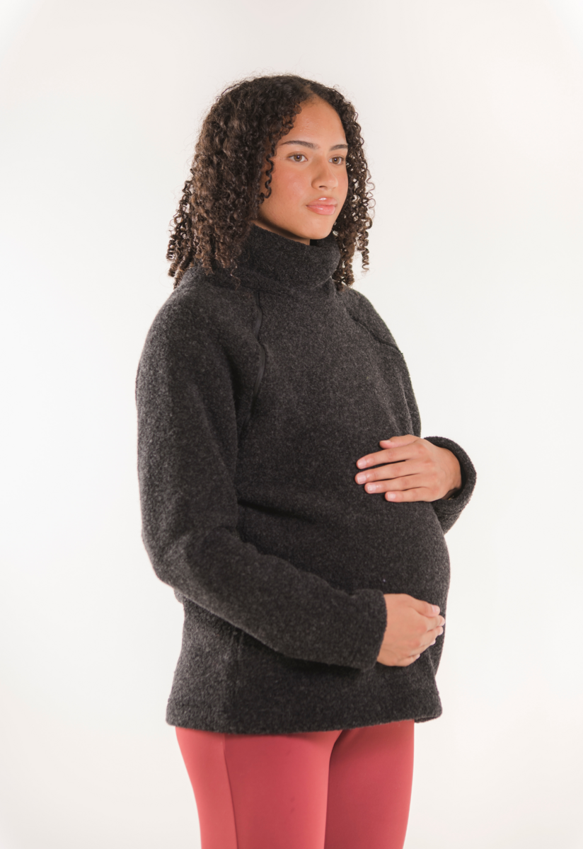Fleecepullover Wolle - Schwarz