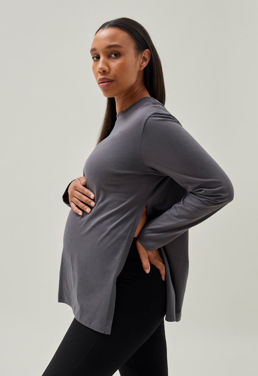 Umstandsshirt longarm - Grau