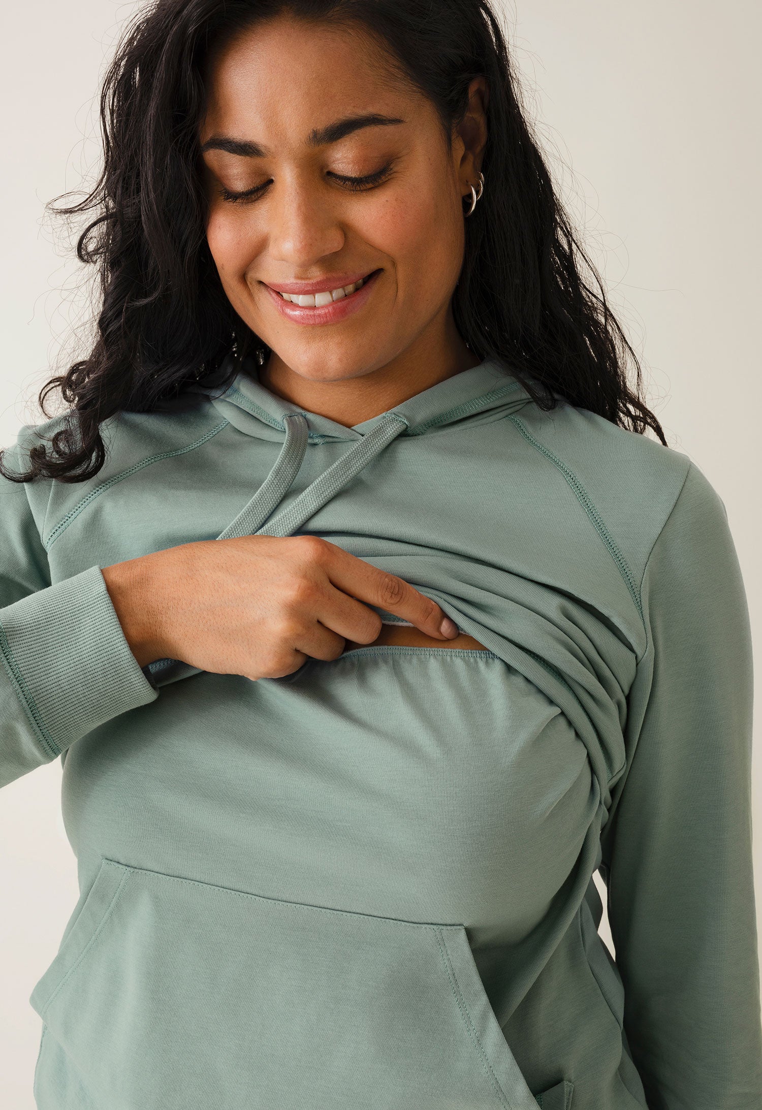 Stillhoodie mit Fleece - Mint