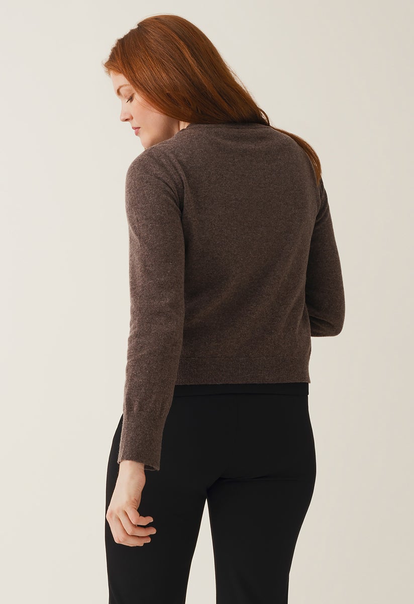 Gestrickter Stillpullover - Brown Grey Melange