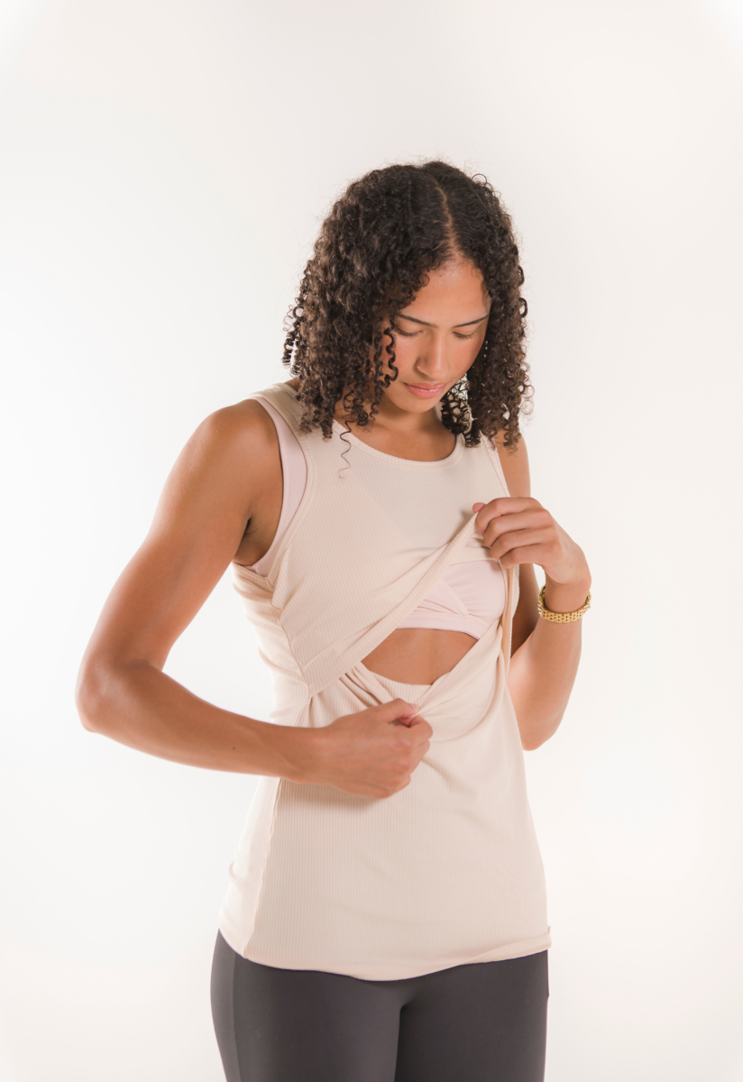 Gerippter Stilltop - Zartes Beige