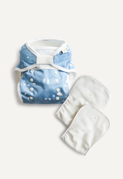 Windel Cover und Einlager - All in Two - Blau Teddy