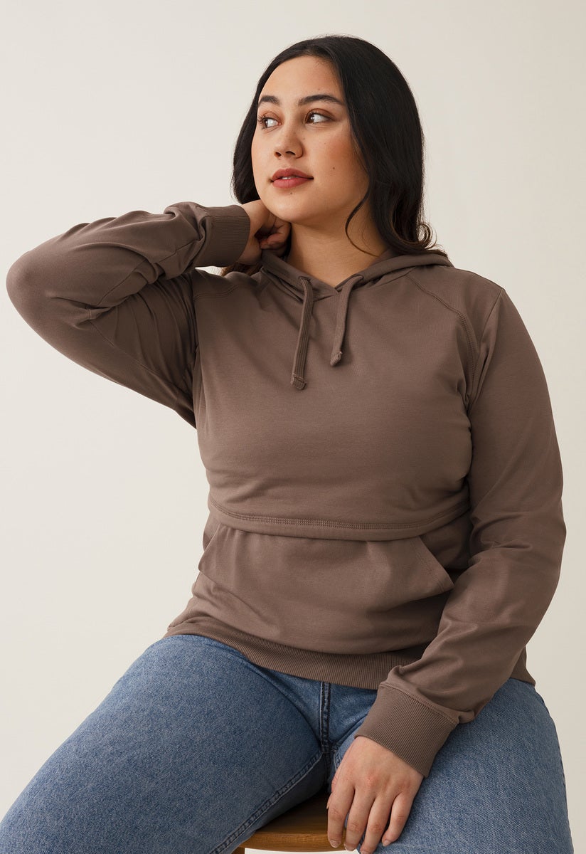 Stillhoodie mit Fleece - Dark Taupe