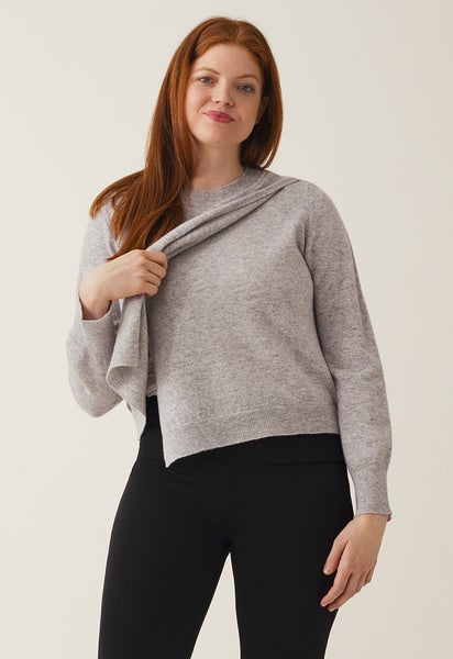 Gestrickter Stillpullover - Light Grey Melange