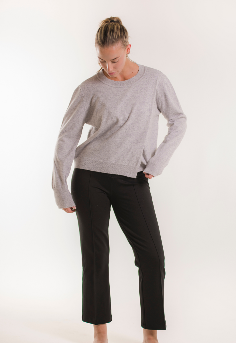 Gestrickter Stillpullover - Light Grey Melange
