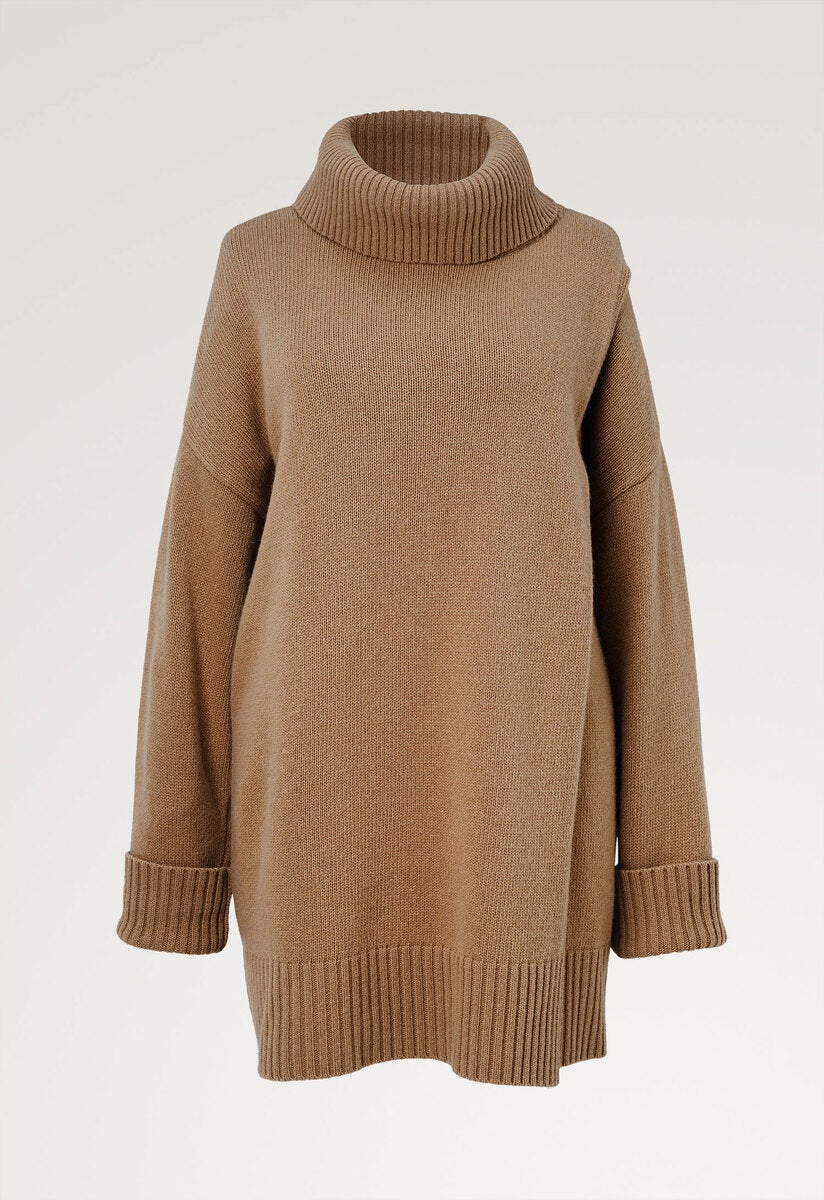 Oversized Umstands- und Stillpullover - Camel