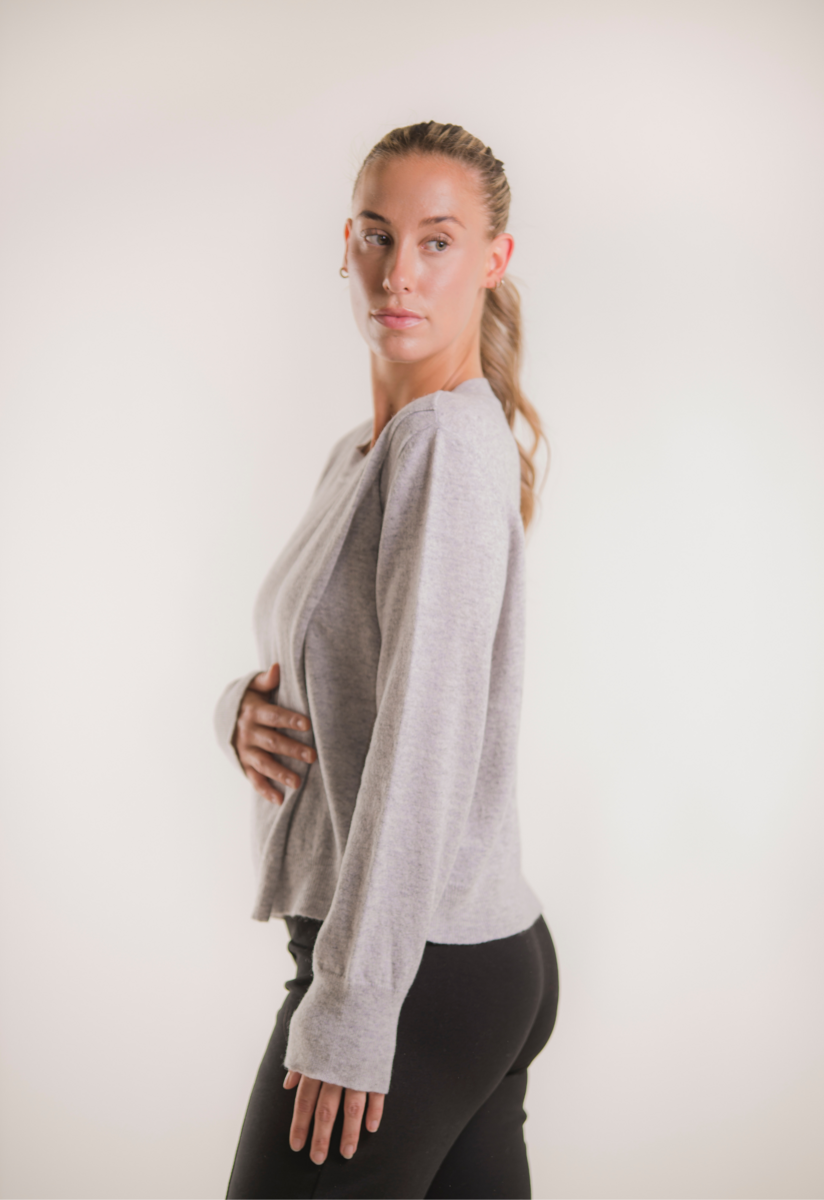 Gestrickter Stillpullover - Light Grey Melange
